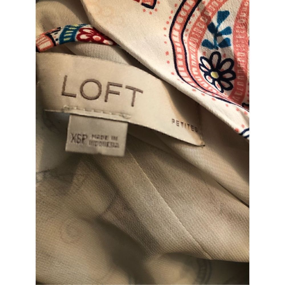 Loft paisley deep vee neck shift dress fully lined - Picture 11 of 12